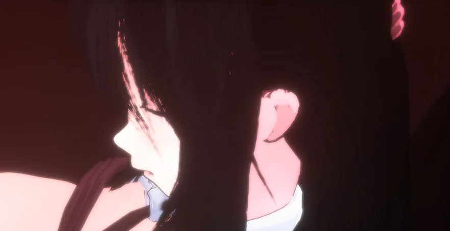 暖红灯光下女教师侧脸的近景画面