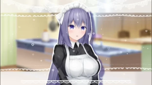 琴音穿着黑白女仆装站在明亮厨房中的故事画面